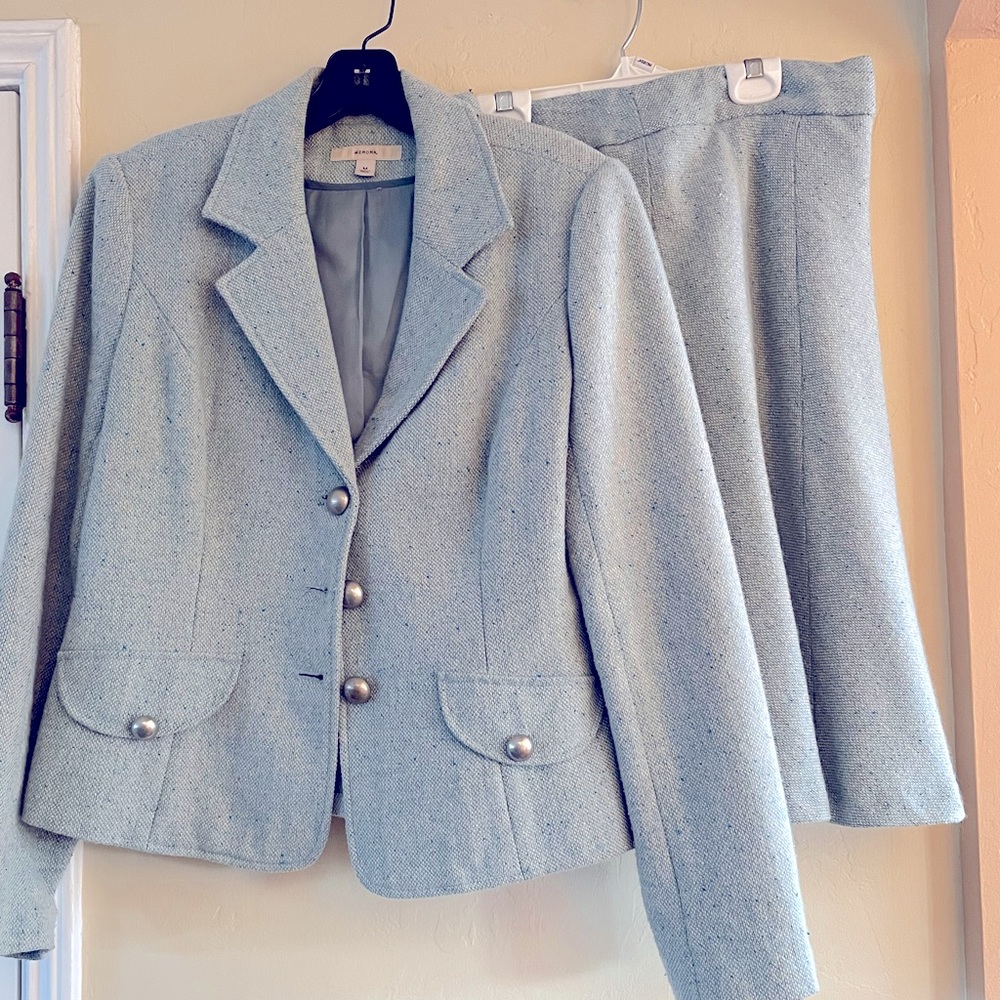 Merona Jacket and skirt, M, matching light blue wool